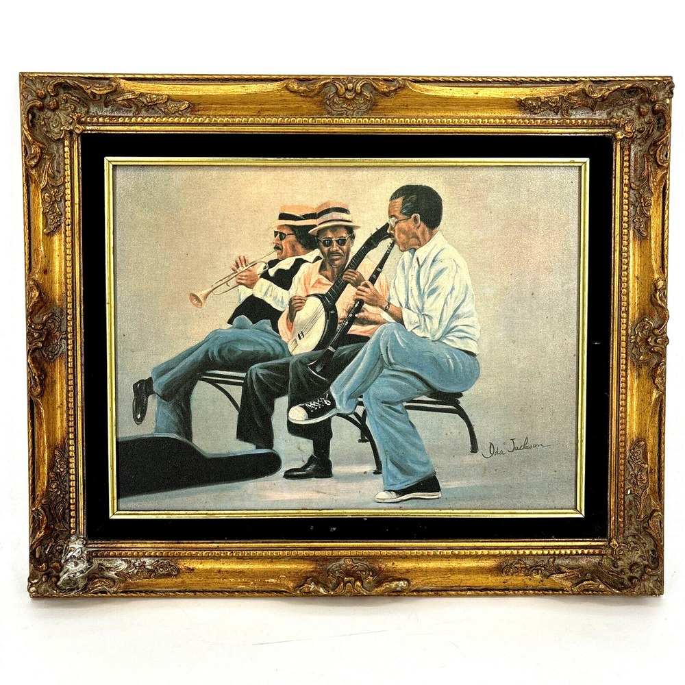 African American Artist Painter Ida Jackson Jazz Musicians Canvas Lithograph‎